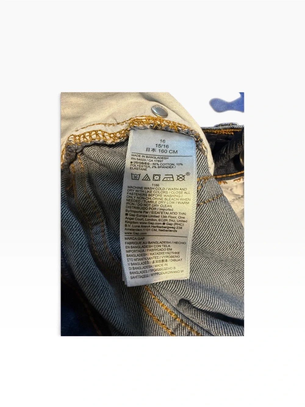 GAP Boys Size 16 Straight Leg Jeans Medium Wash Stretch Denim adjustable waist